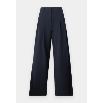 Afbeelding van MSCH Copenhagen dames henrika high waist wide fit pantalon met steekzakken in de kleur Donkerblauw, maat: M