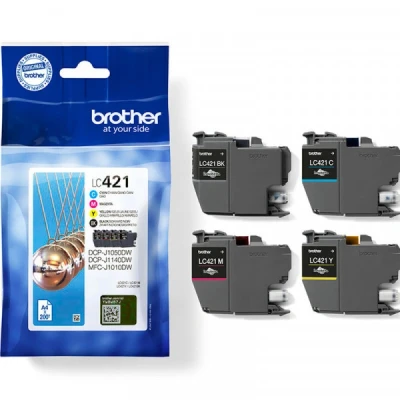 Image de Brother LC421 Pack de 4 noir jaune cyan magenta original cartouche d&#039;encre pour DCP J1140DW MFC J1010DW J1012DW
