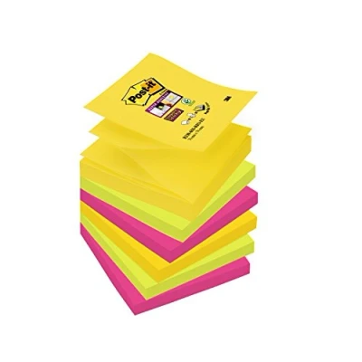Afbeelding van Post it Super Sticky Z notes Carnival, 90 vel, ft 76 x mm, pak van 6 blokken memoblok