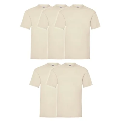 Afbeelding van Fruit of the Loom Valueweight T shirt voor heren, 5 stuks, Natuur + Myshirt gymtas