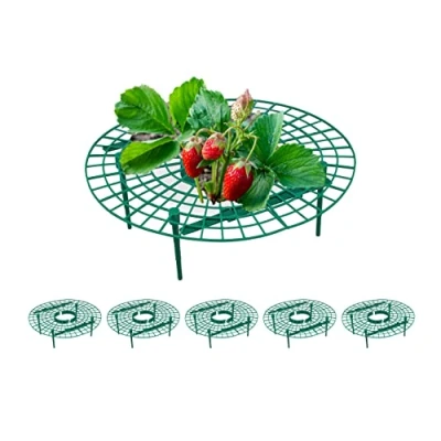 Afbeelding van Relaxdays steun aardbeien plantensteun set van 6 tegen slakken kunststof groen