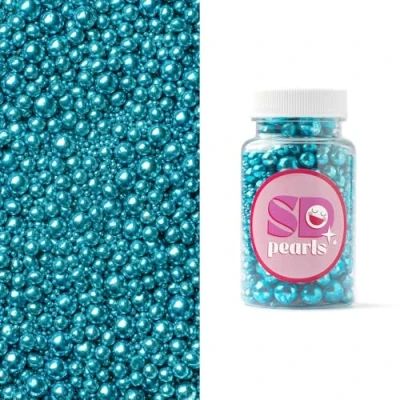 Afbeelding van SD Pearls Perles de sucre comestibles pour gâteaux, muffins et cupcakes (bleu métallisé, 3,4,5,7,10 mm, 100 g)