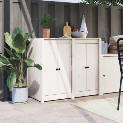 Afbeelding van Kastdeurtjes voor buitenkeuken 2 st 50x9x82 cm grenenhout wit