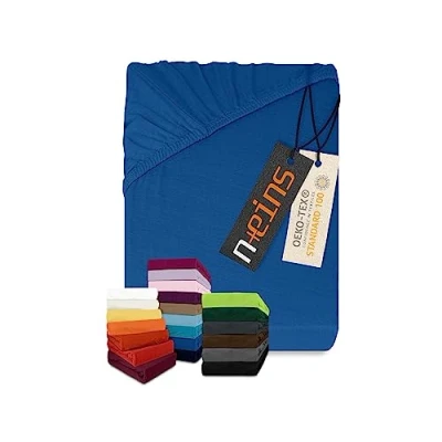 Afbeelding van npluseins Classic Jersey hoeslaken in 34 moderne kleuren en 6 verschillende maten 100% katoen 90 100 x 200 cm koningsblauw