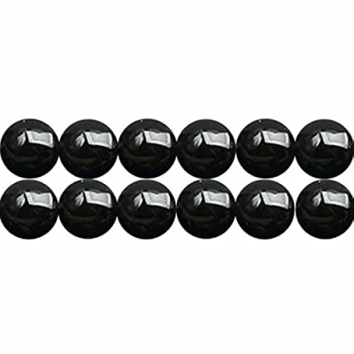 Afbeelding van Zwarte onyx parels, rond, 6 mm, natuursteen, voor sieraden, lengte 38 cm, ca. 60 stuks