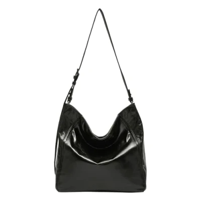 Afbeelding van Liebeskind Berlin M CHUDY Paper Touch Crinkle Black Hobo voor dames, zwart, zwart.