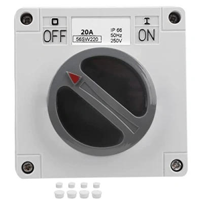 Afbeelding van Ip66 Waterdichte Schakelaar 250V 2 Posities Draaibare Selector Stofdichte Aan/Uit voor Buitengebruik (2P20A)