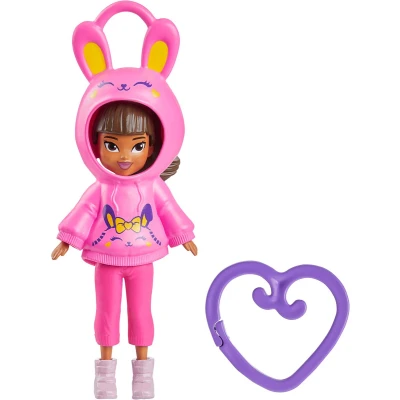 Afbeelding van Polly Pocket Hoodie Buddy Konijn Mattel 7.5 cm groot Speelfiguur met clipje Verzamel ze allemaal