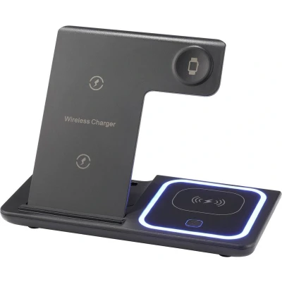 Afbeelding van Renkforce RF QiWC3in1 01 Draadloze lader Max. 3 apparaten gelijktijdig opladen, Geschikt voor Qi apparatuur, Met snellaadfunctie, Incl. LED verlichting USB C