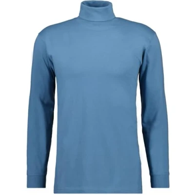 Afbeelding van RAGMAN Basic T shirt met rolkraag en lange mouwen voor heren, Blauw 835