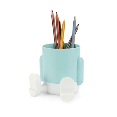 Afbeelding van Balvi Mr Sitty Pennenpot Kleur Lichtblauw Kleurrijk en Origineel Ontwerp met Twee Vakken