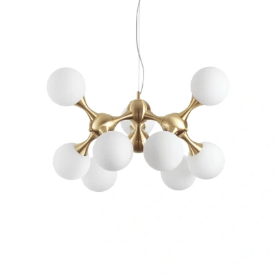 Afbeelding van Ideal Lux Nodi hanglamp 9 lamps messing/wit