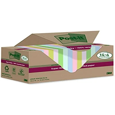 Afbeelding van Memoblok 3M Post it 654 RSS12COL 76mmx76mm colour notes 14+4 gratis