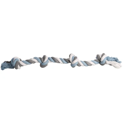 Afbeelding van Flamingo Jim Met 4 Knopen Speelgoed Honden Hs Katoen Knoopbeen Blauw/wit/grijs 75cm 1st 138228