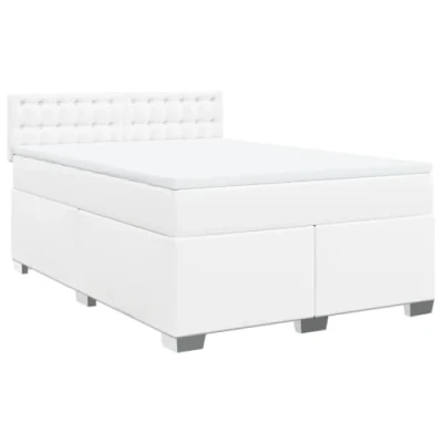 Afbeelding van vidaXL Boxspring met matras kunstleer wit 140x200 cm