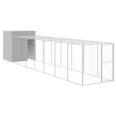 Afbeelding van vidaXL Kippenhok met ren 165x863x181 cm gegalvaniseerd staal grijs