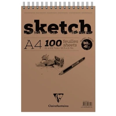 Image de Bloc Sketch croquis spiralé 21x29,7 90 grammes 100 feuilles Blanc