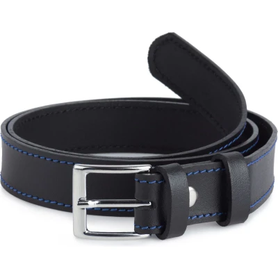 Afbeelding van Ladeheid Kinderriem Riem Jongens Broekriem Verstelbaar Leer Zwart/Blauw 65 cm LA EL KIDS