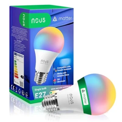 Afbeelding van NOUS Alexa E27 RGBW slimme lamp, led, wifi, dimbaar, 800 lm, 9 W, kleur, intelligente lampen met afstandsbediening, app. Amazon Echo, Google Home, Tuya Smart Life, compatibel veelkleurig licht, P3