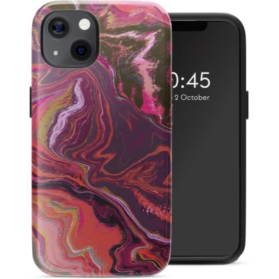 Afbeelding van Selencia Hoesje Geschikt voor iPhone 13 Vivid Backcover MagSafe Marble Purple