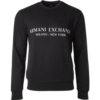 Afbeelding van Armani Exchange heren Sweater met logoprint in de kleur Donkerblauw, maat: S