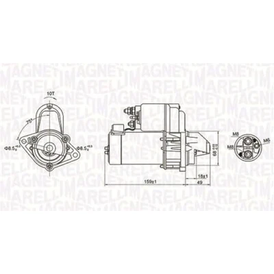 Afbeelding van MAGNETI MARELLI 063721257010 Startmotor 12 1,1 9 OPEL: Meriva A, Corsa D Hatchback, Zafira B, MERCEDES BENZ: C Class T modell, Saloon