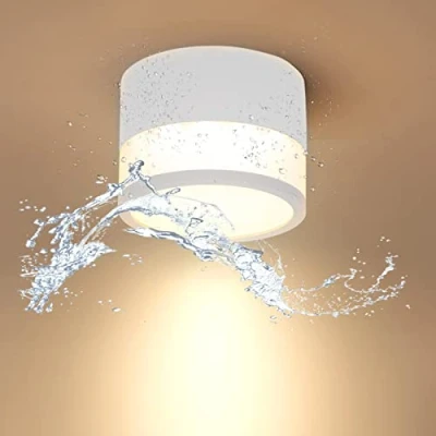 Afbeelding van Temgin plafondlamp, opbouwspot, led, IP65, 12 W, 3000 K, aluminium, warmwit, spots, 1080 lm, voor badkamer, hal, keuken, Ø 10 cm