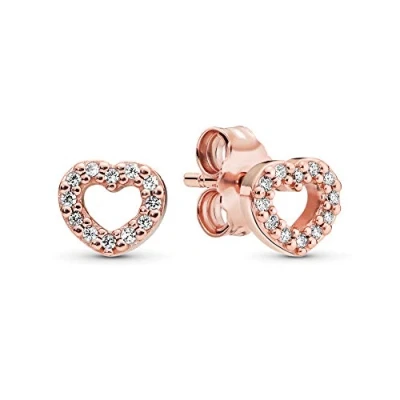 Afbeelding van PANDORA Roze oorstekers hart met Zirkonia 280528CZ, Cubic Zirkonia,