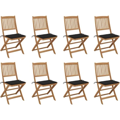 Afbeelding van vidaXL Tuinstoelen 8 st inklapbaar met kussens massief acaciahout