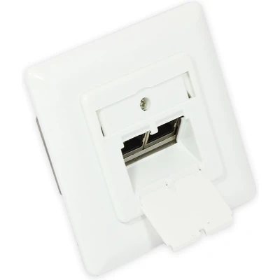 Afbeelding van Premium CAT6 Gigabit netwerk inbouw wandcontactdoos met afdekplaat en 2 RJ45 poorten afgeschermd / wit