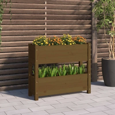 Afbeelding van Plantenbak 77x25x66 cm massief grenenhout honingbruin