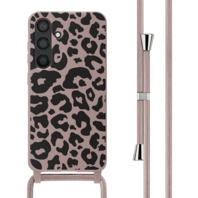Afbeelding van iMoshion hoesje Geschikt voor Samsung Galaxy S24 met koord Siliconen design Roze / Animal Pink