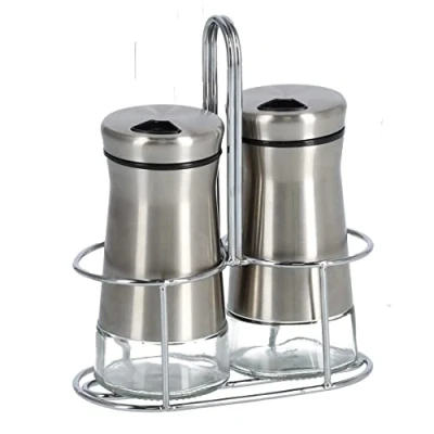 Afbeelding van Zeller Present Zoute set, Pepermolen + zoutmolen, Transparant, Zilver
