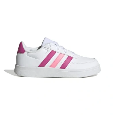 Afbeelding van Adidas Breaknet Lifestyle Court Lace Sneakers, uniseks, kinderen, Ftwr Wit/Helder Fuchsia/Beam Roze