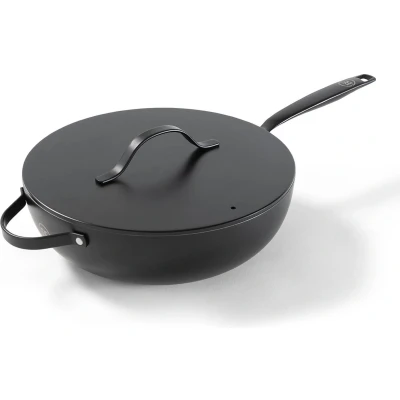 Afbeelding van BE Living Wokpan met Deksel Ø 30 cm PFAS vrije Keramische Hapjespan inductie Geschikt voor alle warmtebronnen Zwart
