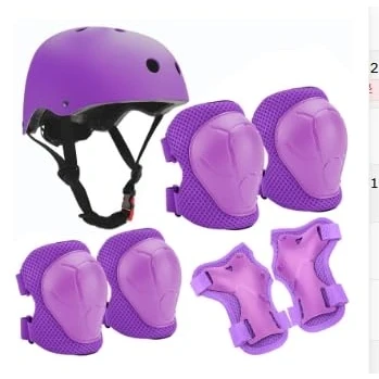 Afbeelding van ZWOOS Kniebeschermers en elleboogbeschermers voor kinderen van 3 tot 10 jaar, met helm, beschermende uitrusting skaten, skateboards, fietsen, rolschaatsen (paars)