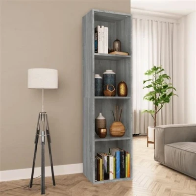 Afbeelding van Boekenkast / tv meubel 36x30x143 cm grijs sonoma eikenkleurig