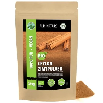 Afbeelding van Biologische Ceylon kaneel (250 g), gecertificeerd biologisch gekweekte kaneelpoeder, glutenvrij, lactosevrij, laboratoriumgetest, veganistisch, 100% natuurlijke