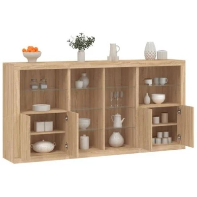 Afbeelding van vidaXL Dressoir met LED verlichting 202x37x100 cm sonoma eikenkleurig