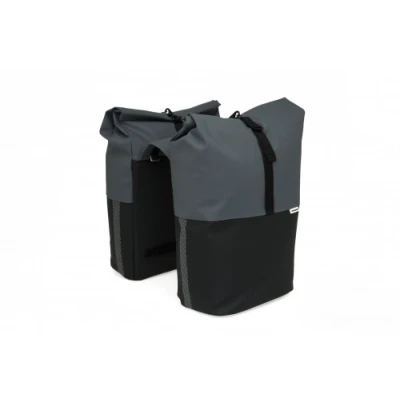 Afbeelding van New Looxs Nyborg Double Fietstas Dark Grey Black 34L Grijs Fietstassen