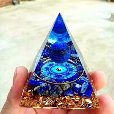 Afbeelding van ycyingcheng Maansteen orgoniet piramide lapis lazuli Tai Chi bal Ogan kristallen energietoren sieraden steenslag Reiki chakra 6 cm