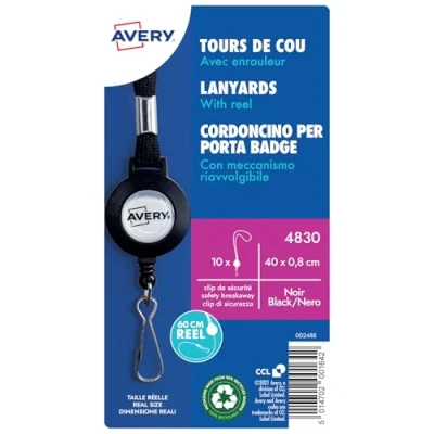 Afbeelding van AVERY Doos met 10 zwarte schouderbanden (40 cm lang x 1 breed) wikkelrol (lengte: 60 cm), (4830)