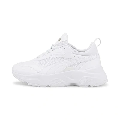 Afbeelding van Puma Cassia Sneakers laag, Dames, Maat: 37.5, White/team gold Imitatieleer/ textiel