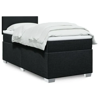 Image de vidaXL Sommier à lattes de lit avec matelas Noir 100x200 cm Tissu