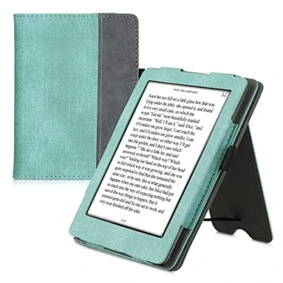 Afbeelding van kwmobile hoes voor e reader geschikt Kobo Glo HD / Touch 2.0 Cover met standaard in mintgroen donkergrijs Kunstleer
