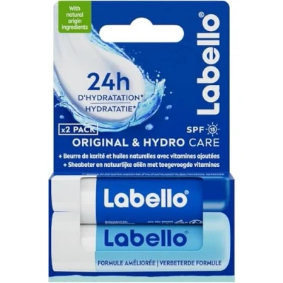 Afbeelding van LABELLO Original &amp; Hydro Care (1 x 5,5 ml), lippenbalsem verrijkt met natuurlijke oliën en romige textuur lippenverzorging SPF 15 langdurige hydratatie gedurende 24 uur