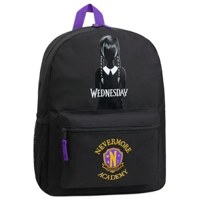 Afbeelding van Wednesday Woensdag Addams rugzak, schooltas, kinderen, jongeren, basisschool, 37 cm, Zwart/Geel