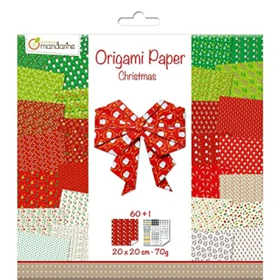 Afbeelding van Avenue Mandarine OR506C creatieve set (met origami papier, 60 vellen (30 designs x 2), 20 cm 70 g, aan beide zijden bedrukt + 1 oogboog, activiteiten, ideaal voor kinderen), verpakking Kerstmis