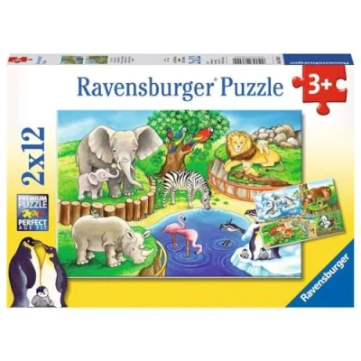 Image de 2 puzzles 12 pièces Les animaux du zoo Ravensburger