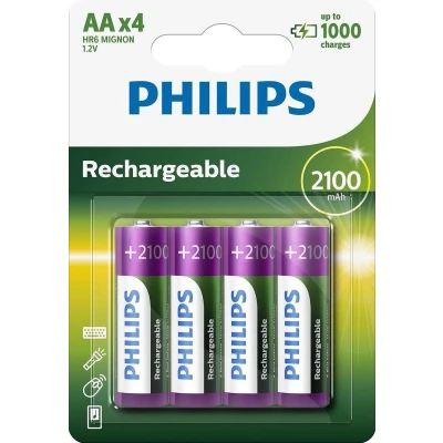 Afbeelding van Philips oplaadbare AA batterijen 2100mah 48 stuks